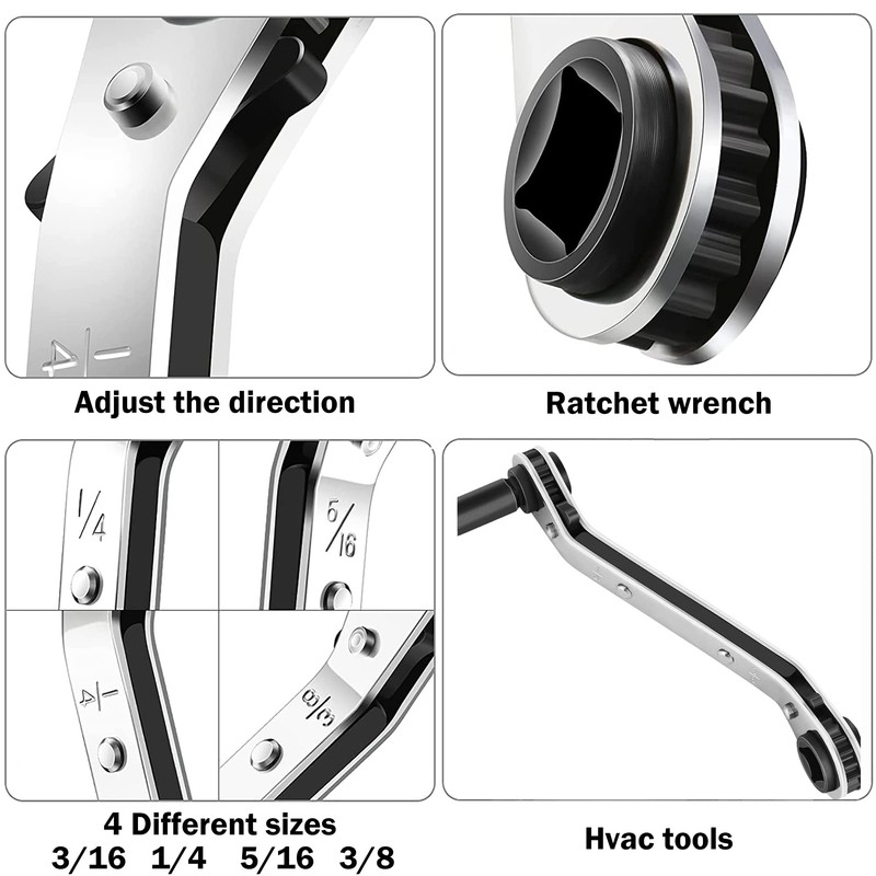 Hvac Service Wrench Tools:3/16” to 3/8” 5/16'' x 1/4''Air Conditioner