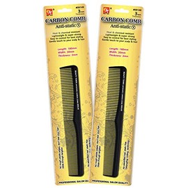 Hair Comb - Carbon Hair Stylists 3mm Professional Salon, Barber Styling & Cutting Comb, Anti Static, Heat Resistant for All Hair Types (8.3" x 1.1" x 0.12" Cutting Comb - 2 pack)