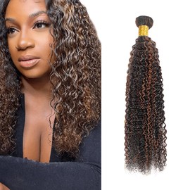 12 Inch Highlight Bundles Fb30 Curly Wave Human Hair Bundles Two Tone Black Mixed With Color 30 Light Brown Bundles Ombre Kinky Curly Bundles Hair Weave