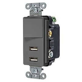 Bryant Electric USBB102GY 15 Amp 125V Decorator USB Switch Combination Charger, Gray