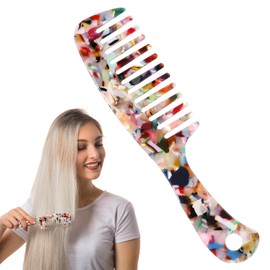 Large Wide Tooth Combs for Women, Cellulose Acetate Hair Detangling Comb for Curly Hairs, Tortoise Shell Styling Wet Hair Comb Wide Tooth Women Men Thick Wavy Long Hairs, Anti-Static