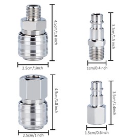 QIMEI-SHOP Compressed Air Coupling 1/4 Inch BSP Quick Coupling Compressed Air Couplings 1/4 Inch Quick Connector Coupling for Air Compressor Fittings Hoses Coupling Plug Pack of 10