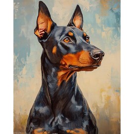 XTXGERL Doberman Pinscher Dog Paint by Number for Adults DIY Acrylic Paint by Numbers Kits on Canvas Cute Dog Paintworks Artwork for Beginner Without Frame, 16" Wx20 L
