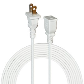 Jplenty 15FT White Thin Extension Cord 2 Prong Extension Cord for Indoor Use Outdoor Use with Single Outlet - Ideal for Holiday Lights, Lamps, Cameras, Appliance (1 Pack)
