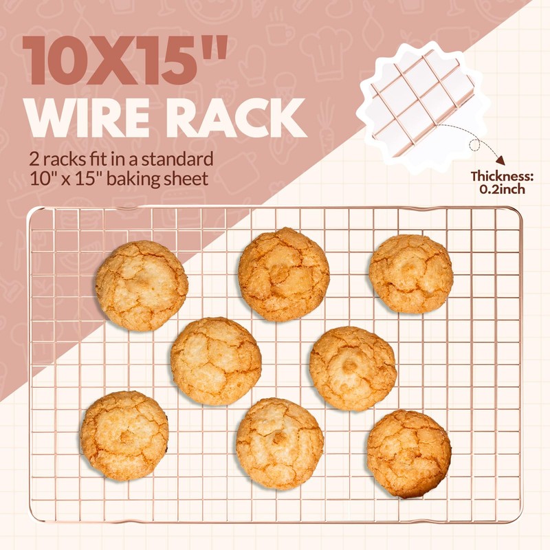 2 PCS Cooling Racks for Cooking and Baking, 15x10 Inches