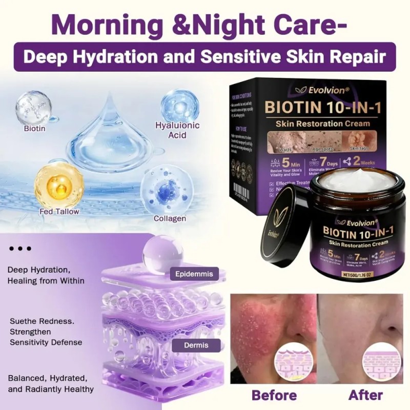 Crema Restauradora De Piel 10 En 1 Con Biotina Natural