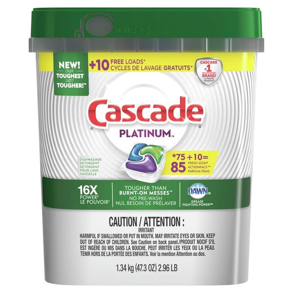 Cascade Platinum ActionPacs Dishwasher Detergent, Fresh Scent (85 Count)