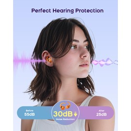 Ear Plugs for Sleeping, Soft Reusable Noise Cancelling EarPlugs for Sleep, Focus, Travel, Concerts & Study, 30dB Hearing Protection Comfortable Earplugs with Storage Case, 2 Pair (Orange)
