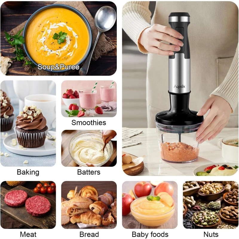 Aquox Handheld Blender Set 1500W, 5 in 1& 20 Speeds