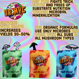 DRMyc - MGP Plus - Growth Promoter for Mushroom Substrates. MGP Increases Colonization Speed, Yields, Fruit Size & Reduces Trich - Works with Rye Berries, Millet, Dung Loving Mushrooms (25 Grams)