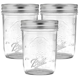 Ball Regular Mouth Glass Mason Jars with Lids and Bands, Used for Canning (Half Pint, 8 Ounce (Pack of 3))