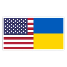 American Ukrainian Flag Vinyl Sticker Auto Car Truck Wall Laptop | Sticker | 5.5" Wide