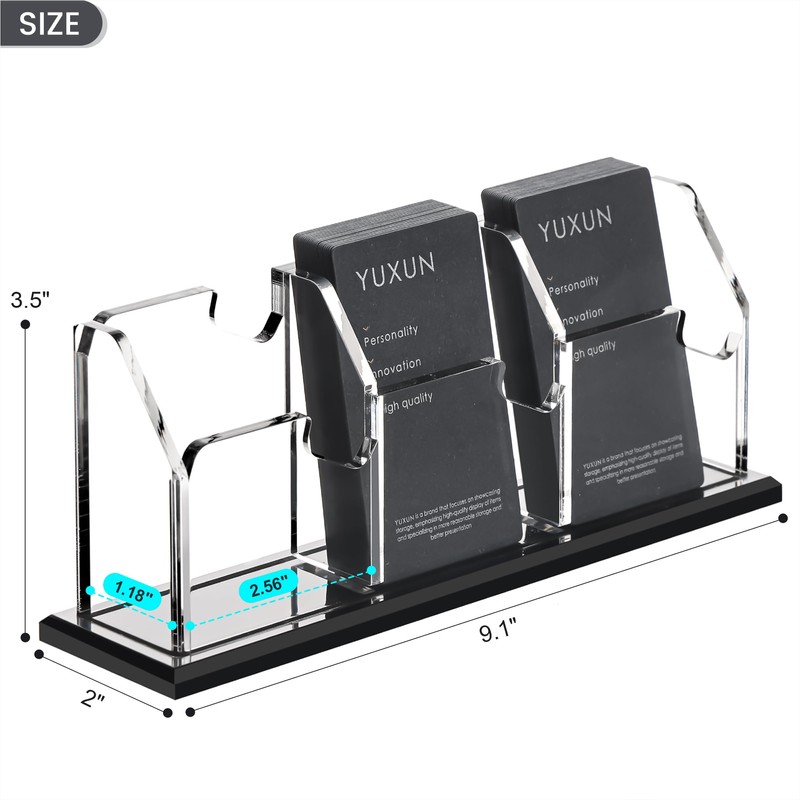 YUXUN Vertical Business Card Holder for Desk, 3 Slots Acrylic