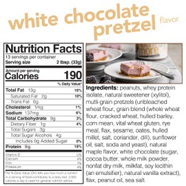Nuts ‘N More White Chocolate Pretzel Peanut Butter Spread - High Protein, Low Carb, Low Sugar, Gluten Free, Non-GMO, All-Natural Nut Butter Snack (15oz Jar)