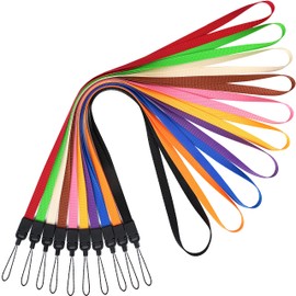 [AMUU] Neck Strap, Ring, Neck Strap, Ring Strap, Phone Strap, Hanging String, Nylon, ID Card Holder, Smartphone, Wallet, Keys, Assorted Colors, 10 Pieces (Flat String Red, Green, Beige, Brown, Pink,