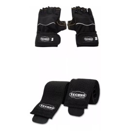 Techno Vendas Para Rodillas + Guantes Antiderrapantes Pack Pesas