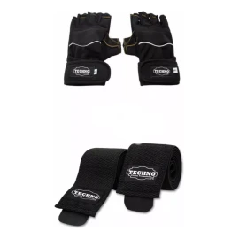 Techno Vendas Para Rodillas + Guantes Antiderrapantes Pack Pesas