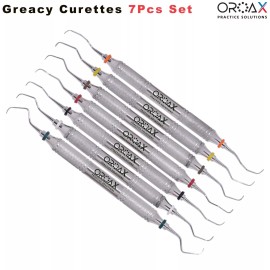 OROAX Juego de 7 curetas periodontales dentales Gracey con mango hueco para laboratori