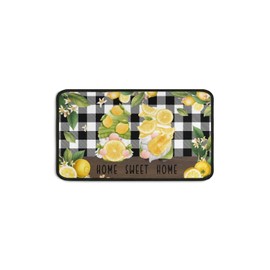 Ghroiep 2 Piece Lemon Kitchen Decor Rugs Set, Farmhouse Country Rules Mats Non Skid Washable Absorbent Microfiber Kitchens Accessories Decoration Floor Mat 17"x47"+17"x30"