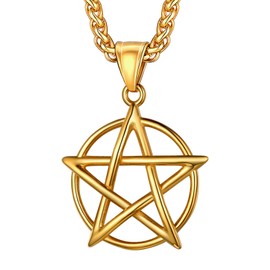 U7 Pentacle Necklace 18K Gold Plated Wiccan Jewelry Magic Satanism Tetragrammaton Pentagram Pendant for Men Women