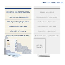 Mayfair Linen 100% Organic Cotton Percale Pillow Cases King Size Set of 2 - Cotton Percale Pillowcases King, Soft Cooling Pillow Cases for Sleeping, Cotton Pillow Covers for King Pillows - Light Blue