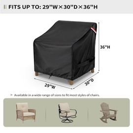KylinLucky Waterproof Patio Chair Covers 2 Pack 29Wx30Dx36H Inches, All Weather Heavy Duty Outdoor Furniture Covers Black