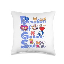 DOGS (Devotion of Genuine Soul) Love, Heart, Corgi, Paw Throw Pillow