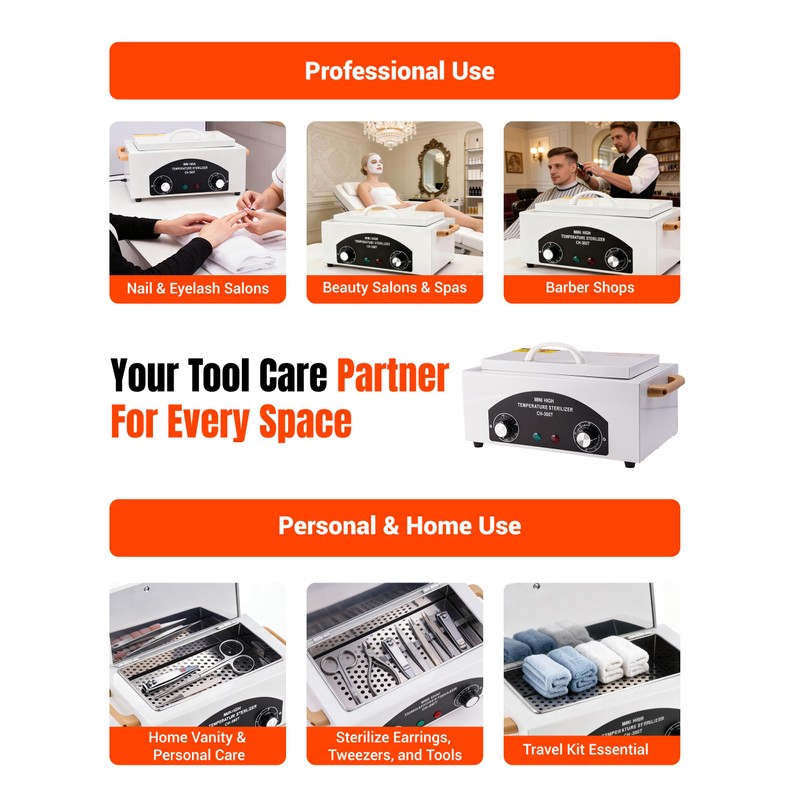 High-Temperature Cleaning Box for Metal Tools, 1.5L Capacity Dry Heat
