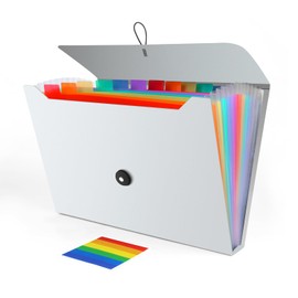 Accordion File Organizer, Expanding File Folder for Sorting Documents and Papers, 13 Pockets Receipt Organizer for Home, Travel and Office Use (White)