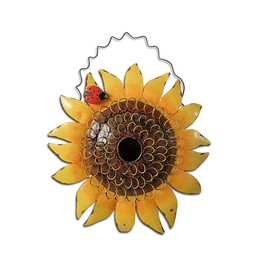 Metal Sunflower Hanging Bird House for Outside, Decorative Bird House Ladybug Decor Outdoor Garden Yard Bluebird House Wall Decor