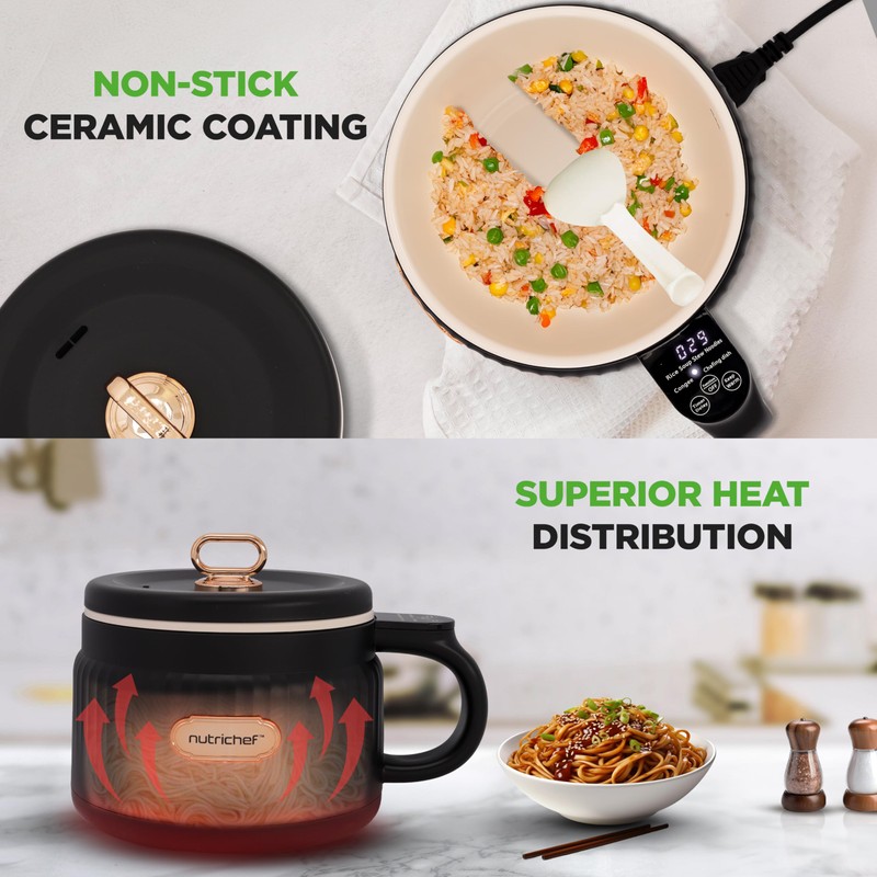 NutriChef 1.6 QT Portable Electric Rice Cooker & Lunch Maker