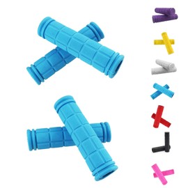 Helonge Bike Handlebar Grips, Non-Slip Rubber Bicycle Handle Bar Wraps for Kids Bikes(7 Colors) (Blue)