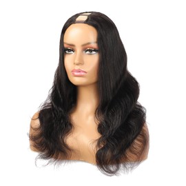 Luovce U Part Wig Human Hair Wigs Body Wave Half Wigs for Black Women Brazilian Hair Gluessless Wigs 22 inches Natual Colour