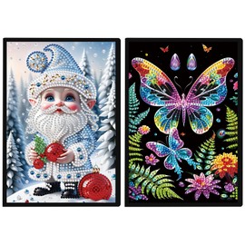 JISHSHAY 2 Pcs Diamond Painting Notebook Kits Diamond Art Notebooks Kits for Adults Crystal Art Journal Diamond Art Shaped Notebook Mosaic Kits for Adults Sketchbook Leather Journal Butterfly Gnome