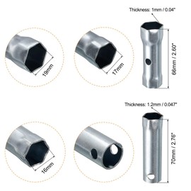 TA-VIGOR 3Pcs Spark Plug Socket Wrench Set, Double-Ended Spanner with T-Handle Bars Carbon Steel Ignition Tool Kit for Auto Motorcycle Tiller (16mm, 17/19mm, 21mm)