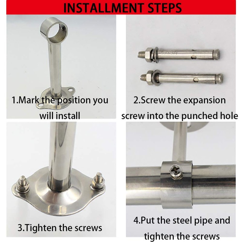 Mdurian 4 pieces curtain rod bracket, stainless steel wall bracket,
