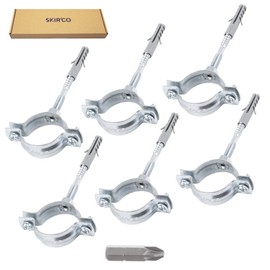 SKIR'CO Pack of 6 Pipe Brackets for Diameter 40-45 mm Pipes, Clamps, Pipe Supports for Wall and Ceiling Mounting (6 Pieces, with pH Screwdriver Bit)