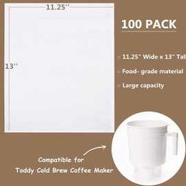 Cold Brew Coffee Filter Bags - 100 Pack Home Cold Brew System Filter Bags Compatible for Toddy Cold Brew Coffee Maker 11.25''x 13'' Natural Durable Home Model Disposable Coffee Brewing Bags