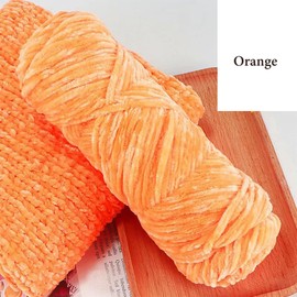 Yarn Velvet Knitting Yarn Soft Crochet Ball Craft Multi Colors, Ideal for Beginners, Kids Crafts (Orange)