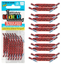 U-Lace SiliPrint One-Size Woven Graphic & Animal Print No-Tie Shoelaces (1 Pack of 12 laces) - Pink Leopard