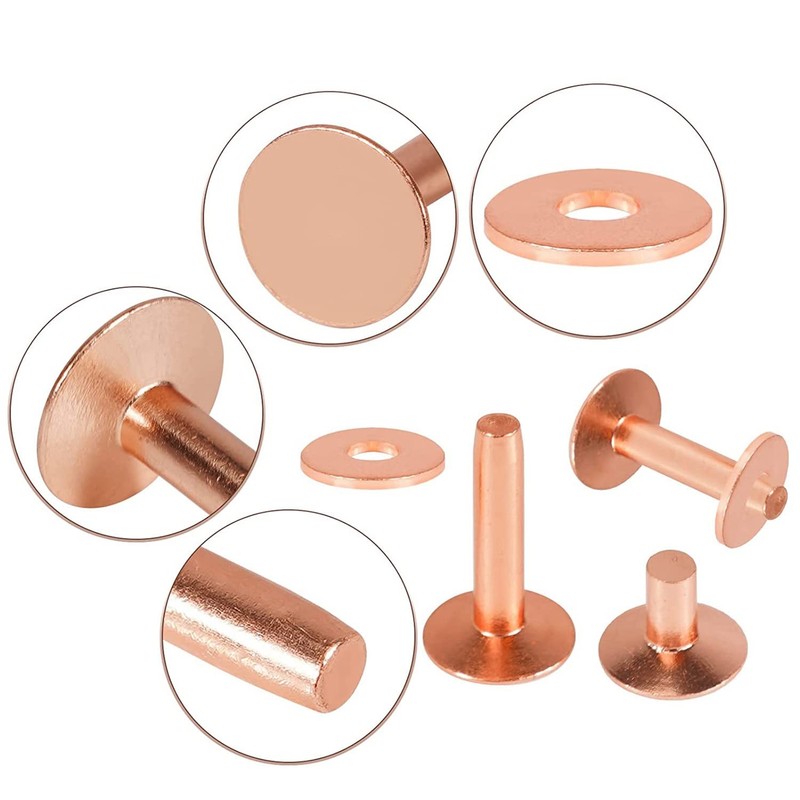 Comphic Copper Rivets for Leather, Smooth Leather Rivets, Pure Copper