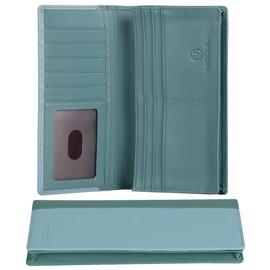 VISOUL Genuine Leather Wallet XXL Long Wallet Credit Card Holder Large Wallet with RFID Protection Wallet Wallet for Men X04, Grey and light blue, rfid wallet