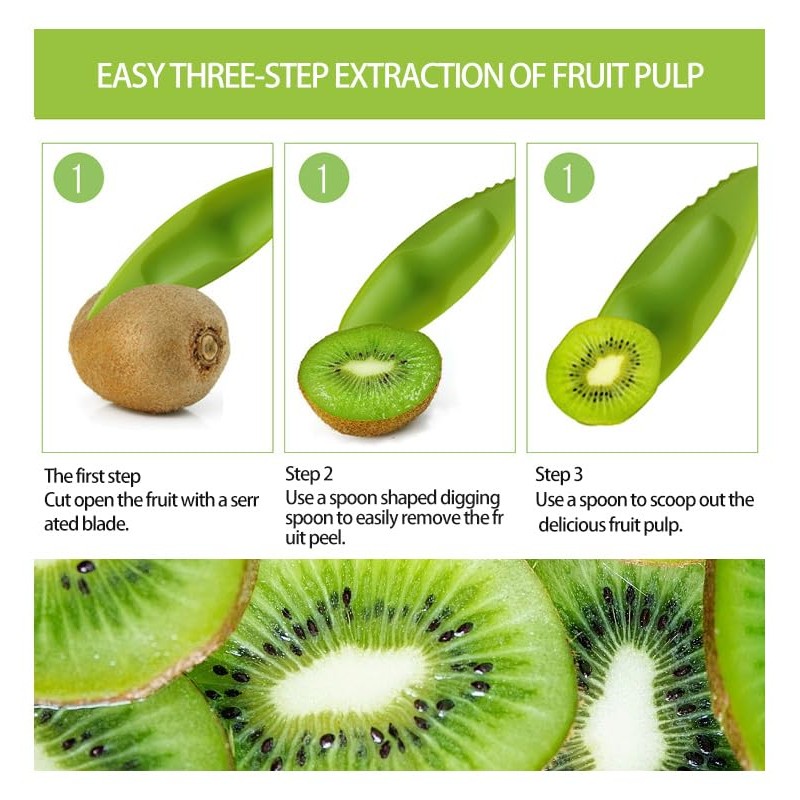 3pcs 2 in 1 Kiwi Easy Peelers Cutter Fruit Pulp