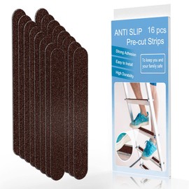 Anti Slip Tape, 16pcs Non Slip Pre-Cut Strips, Treads Safety Non Skid Adhesive Strips for Ladder, Step Stool and Stair (1" x 12", Brown)