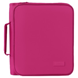 SUNEE Zipper Binder Bag with Handle, 2-Inch 3-Ring O-Ring, 500-Sheet Capacity, Includes Zip Pocket, 5-Tab Expanding File Folder, Multi-Pocket Organizer Binder for Middle School, Berry Pink