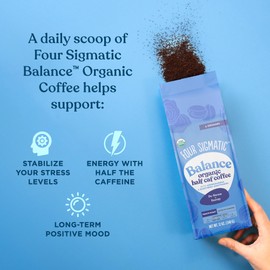 Four Sigmatic Organic Adaptogen Ground Coffee | Medium Roast USDA Organic and Fair Trade Coffee with Ashwagandha, Chaga Mushroom, Eleuthero and Tulsi | Focus and Energy Boosting Coffee | 12oz Bag