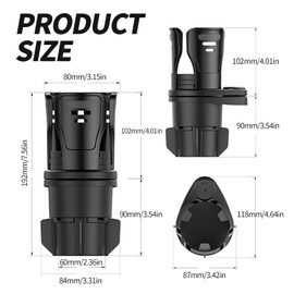 Cup Holder Expander, 360° Rotating Multifunctional All Purpose Car Cup Holder, 2 in 1 Expandable Cup Holder for Large Bottles Cups Drinks