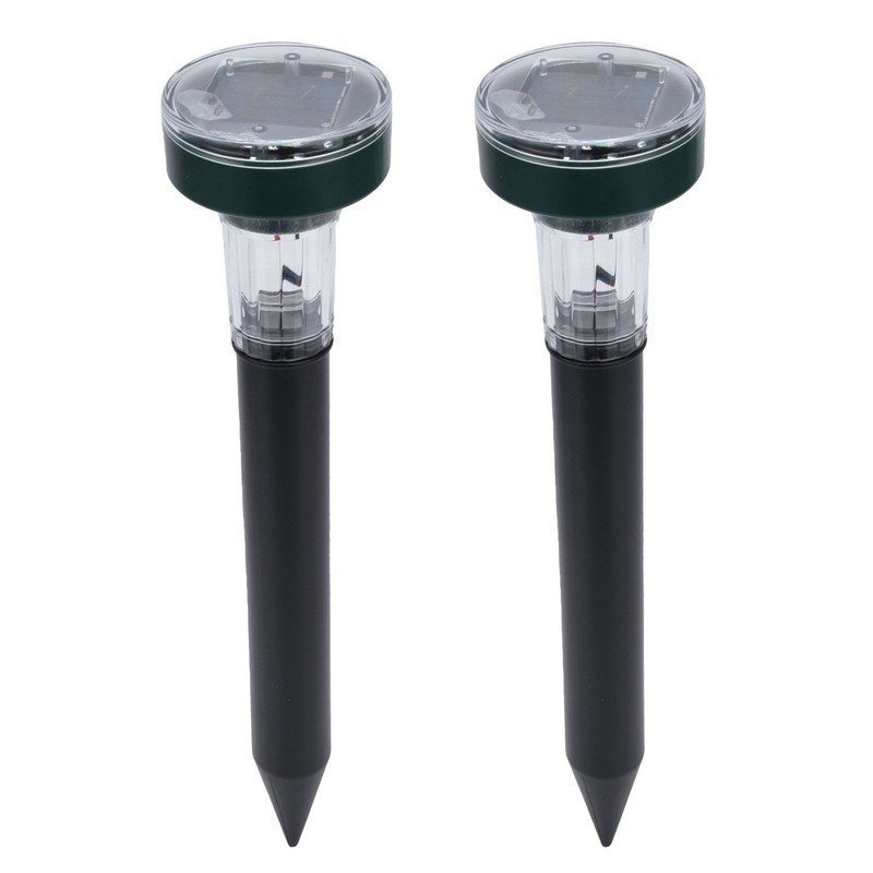 2PCS LED Mouse Expeller Ultrasonic Solar Snake Repeller Ground Insertion