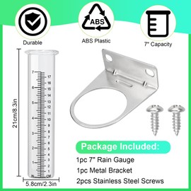 FWUNYVN 7" Capacity Rain Gauge Outdoor with Stainless Steel Mounting Rack Holder, Wall Mount Hanging Rain Measure Gauge for Yard,Post Mount Rain Gauge Large Rain Gauge Outdoor for Home Yard Garden