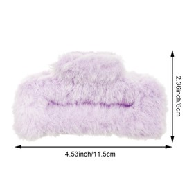 4 PACK Large Hair Claw Clips, Faux Fur Plush Hair Catch Barrette Jaw Clamp, Cute Square Furry Claw Clips for Thick Curly Hair Catch Accesories for Women and Girls